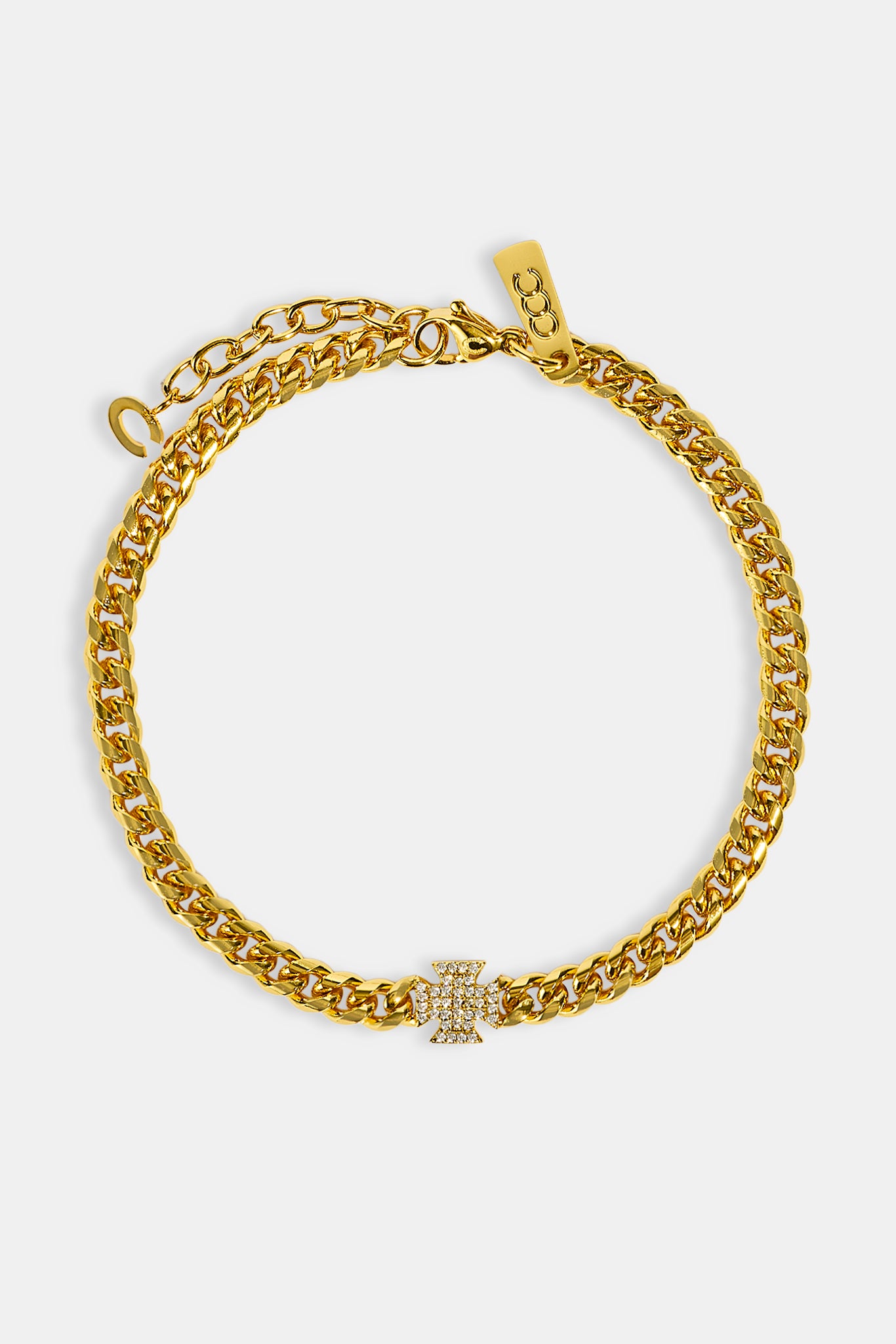 Iced Cross Miami Cuban Bracelet - 8mm - Gold